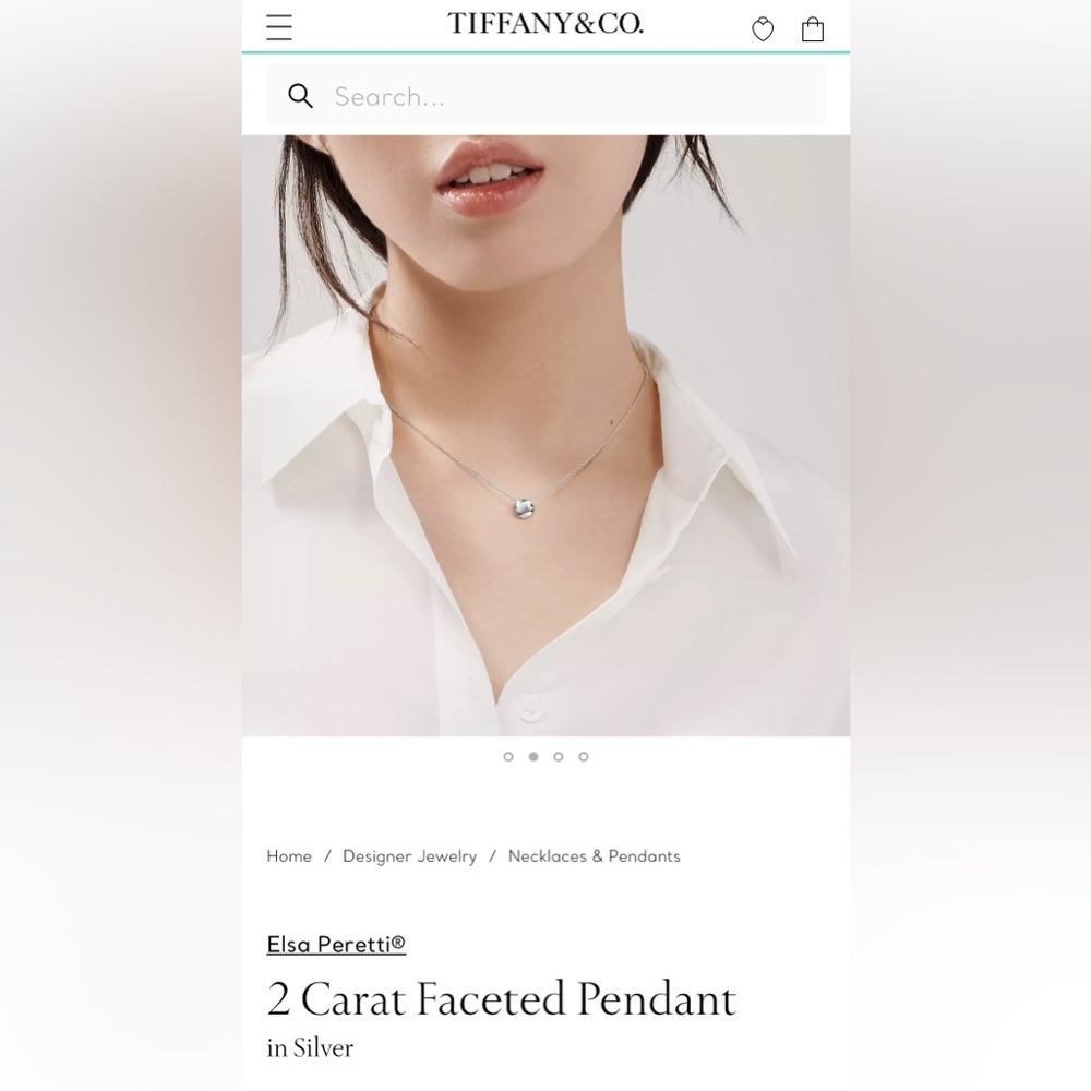 Tiffany & Co. 2 Carat Faceted Pendant Sterling Necklace EUC